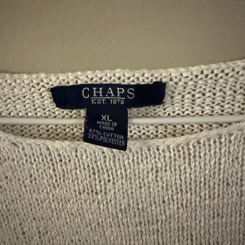 Chaps Women's Sweater with Green and Navy Blue Stripes - Picture 2 of 4